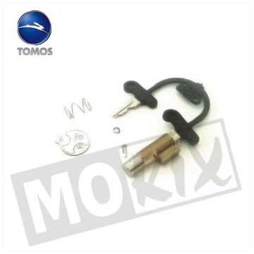 Steering lock complètee original Tomos Standard/A35 new type aluminum crown piece and gray front legs