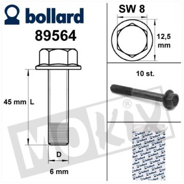 FLANGE BOLTS M6x45 BLACK 10pcs