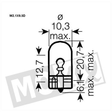 Bulb 12 Volts/ 5 Watt w2.1x9.5d osram