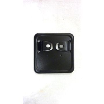 Black metal license plate