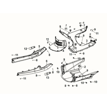 Inner fender - floor panel - center c. Sym Fiddle IV 125i LC ABS E5 2020-2021 GRAY (BK-2593U)