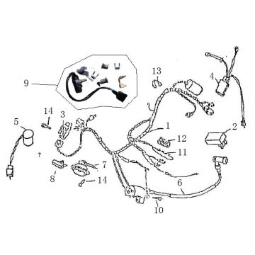 Wiring Harness Ignition Benzhou Retro blue cream