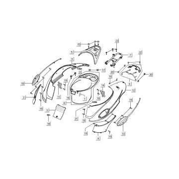 Behind Kymco People 2-stroke red