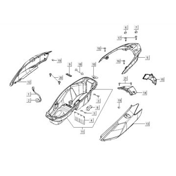 Back side side Kymco Downtown 300i white