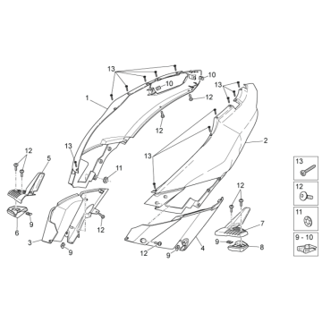 Rear covers I Aprilia SR 50 H2O ie+carb 2004-2009 blue