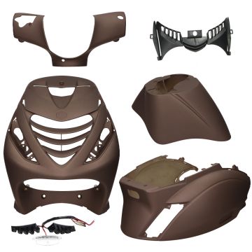 Body / fairing kit SP look Piaggio Zip matt brown + LED-lighting 6 pcs