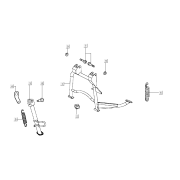 Center stand - Side stand - Kick starter lever Kymco Super8 Street 50i 4T AC Euro 4 matte grey
