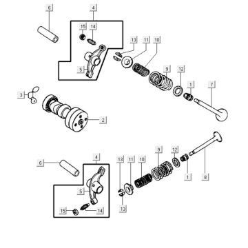 Camshaft - Valves - Rocker arms Kymco K-Pipe 125 4T AC