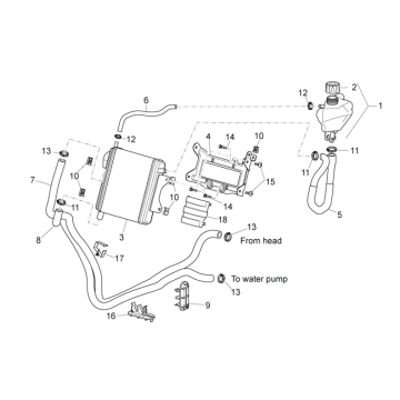 Cooling system Aprilia SR 50 H2O ie+carb 2004-2009