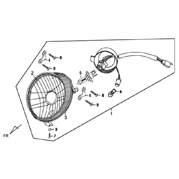 Headlight Kpl Sym Fiddle II (BK-7C) iron grey