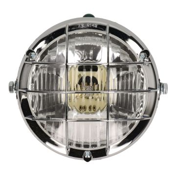 Headlight universal round 105mm black/chrome grill BA20D