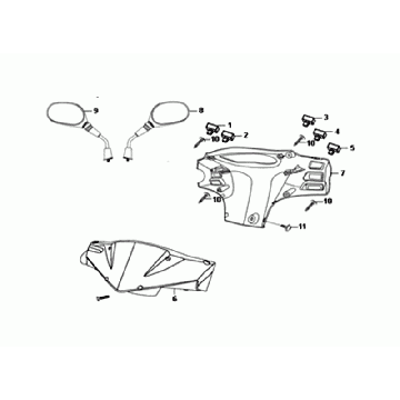 HEADLIGHT COVER/MIRRORS/SWITCHES Sym Orbit II Euro 4 Black