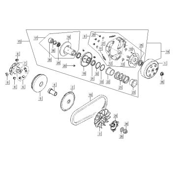 Clutch - Variator - Transmission belt Kymco Agility RS 50 4T AC red