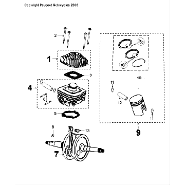 Crankshaft - Piston Peugeot Speedfight 4 50 2T LC black red