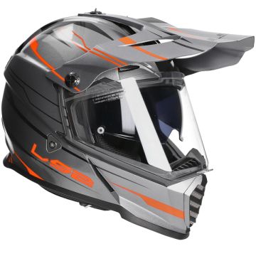 Adventure helmet LS2 Pioneer EVO Knight MX436 glans titanium / orange