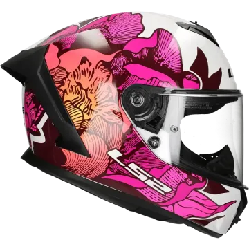 Full face helmet LS2 Rapid III Poppies II FF820 white / pink