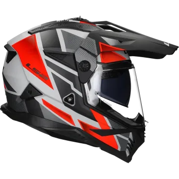 Adventure helmet LS2 Pioneer II Block MX702 grey / red