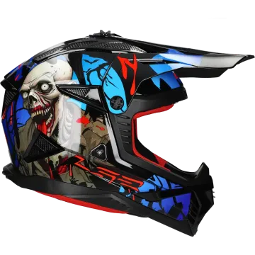 Motocross helmet LS2 Fast II Zombie II MX708 black / red / blue