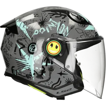 Kids helmet LS2 Funny II Scribble OF622 grey / blue