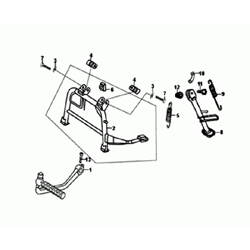 Center stand - Side stand - Kick starter lever Sym Orbit II 50 4T AC Euro 4 matte grey