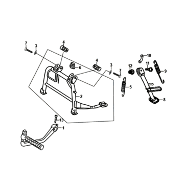 Center Stand - Side Stand - Kickstarter Pedal Sym Fiddle II Euro 4 (WH-006) White