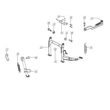 Center stand - Side stand - Kick starter lever Kymco City 12" 50 4T AC white