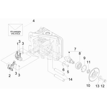 Camshaft - Rocker arms Piaggio New Fly 50 4T 4V AC