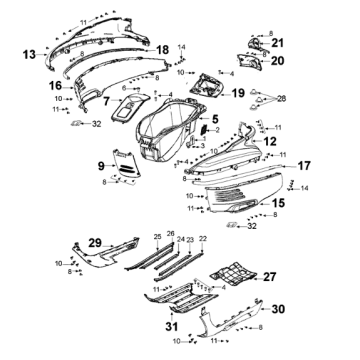 Panels Peugeot Django 125 EFI E4 2018-2020 MAD GREY (I2)