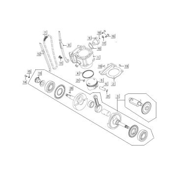 Crankshaft - Cylinder - Piston- Camshaft chain Kymco MXU 300 4T LC