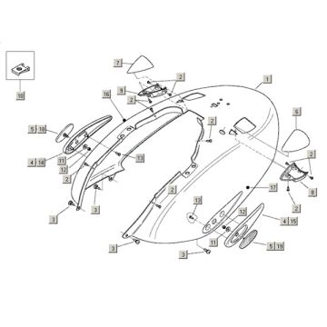 Rear plate parts Aprilia Habana 2t (Aprilia engine) 1999 - 2004-Plaatdelen achterzijde 2 Aprilia Habana 2t (Aprilia motor)