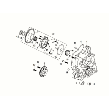 Right crankcase - Starter clutch - Oil pump Sym Fiddle ll Euro 5