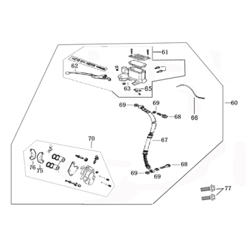 Brake master cylinder - Brake lever - Brake hose - Brake caliper - Brake pads AGM VX 50 4T AC matte black