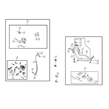 Brake master cylinder - Brake lever - Brake hose - Brake caliper - Brake pads Kymco Agility City 16" 200i 4T AC