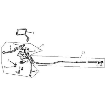 Brake parts left mirror Benzhou Retro blue cream