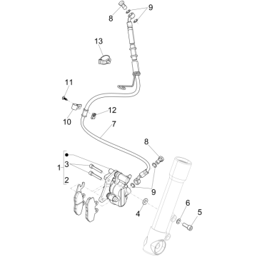 Brake caliper - Brake pads - Brake hose Piaggio Fly 125 ie 4T 3V AC Euro 3