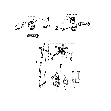 Brake master cylinder - Brake caliper - Brake pads - Brake hose - Handlebar switches Peugeot Speedfight 4 50 4T AC blue black