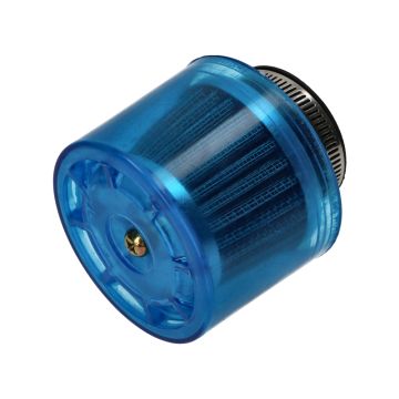 Power filter/air filter open universal 35mm connection carburetor type K&N with transparant blue cover
