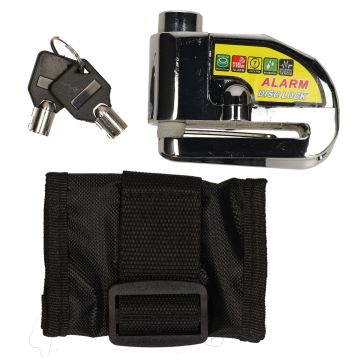 Disc brake lock+ chrome alarm 5mm pen thickness a-quality universal scooter/moped