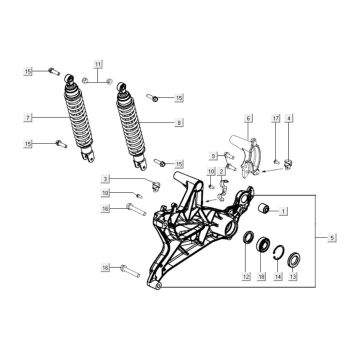 Rear shock absorber Kymco Xciting 400i Matt Black