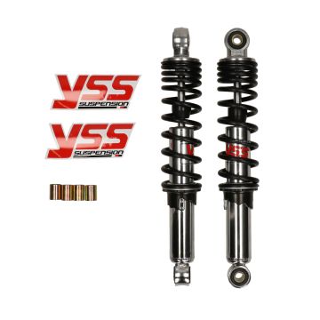Hydraulic shock absorber set (Puch Maxi/Tomos) 300mm chrome/black YSS