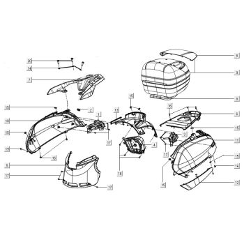 Side cover assy Kymco Filly 50 E5+ Mat blauw