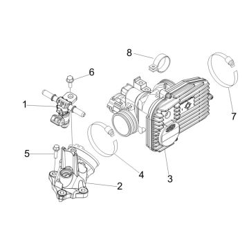 Throttle valve housing - Injector - Connection inlet Vespa GTV 250 4T 4V IE