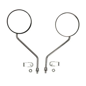 Mirror set+clamp round universal m8 chrome/black DMP