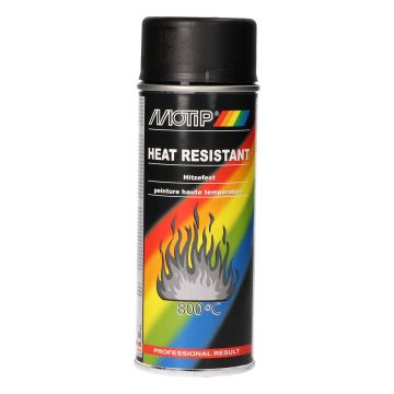 Spray can, heat resistant, black, 400ml Motip