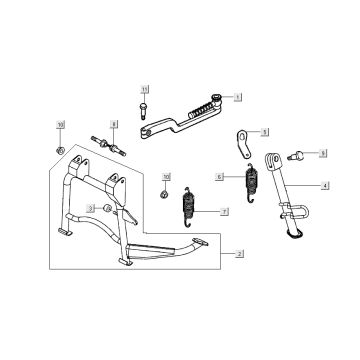 Center stand - Side stand - Kick starter lever Kymco People S 50 4T AC cherry red