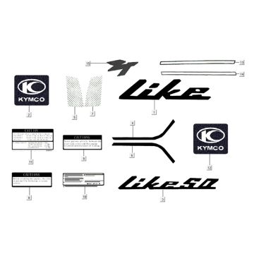 Emblems – Stickers – Logo Kymco Like TT 50 4T AC techno silver 2015