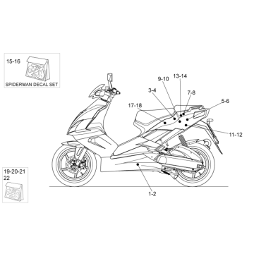 Back decals and decals Aprilia SR 50 H2O ie+carb 2004-2009