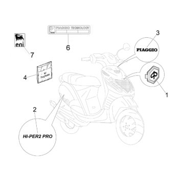 Stickers and Decals Piaggio Zip 50 SP 2006-2013 moonwhite 544