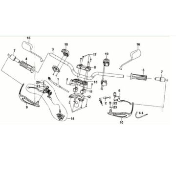 Stuurbocht - remgrepen KPL. L/R. Sym Crox 50 E3 WIT/GRIJS (R010CA/BK5560S)