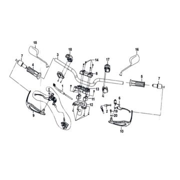 Stuurbocht - remhevels - kabels Sym Crox 50 E4 WHITE/GRAY (WH-8018P/GY-7450U)